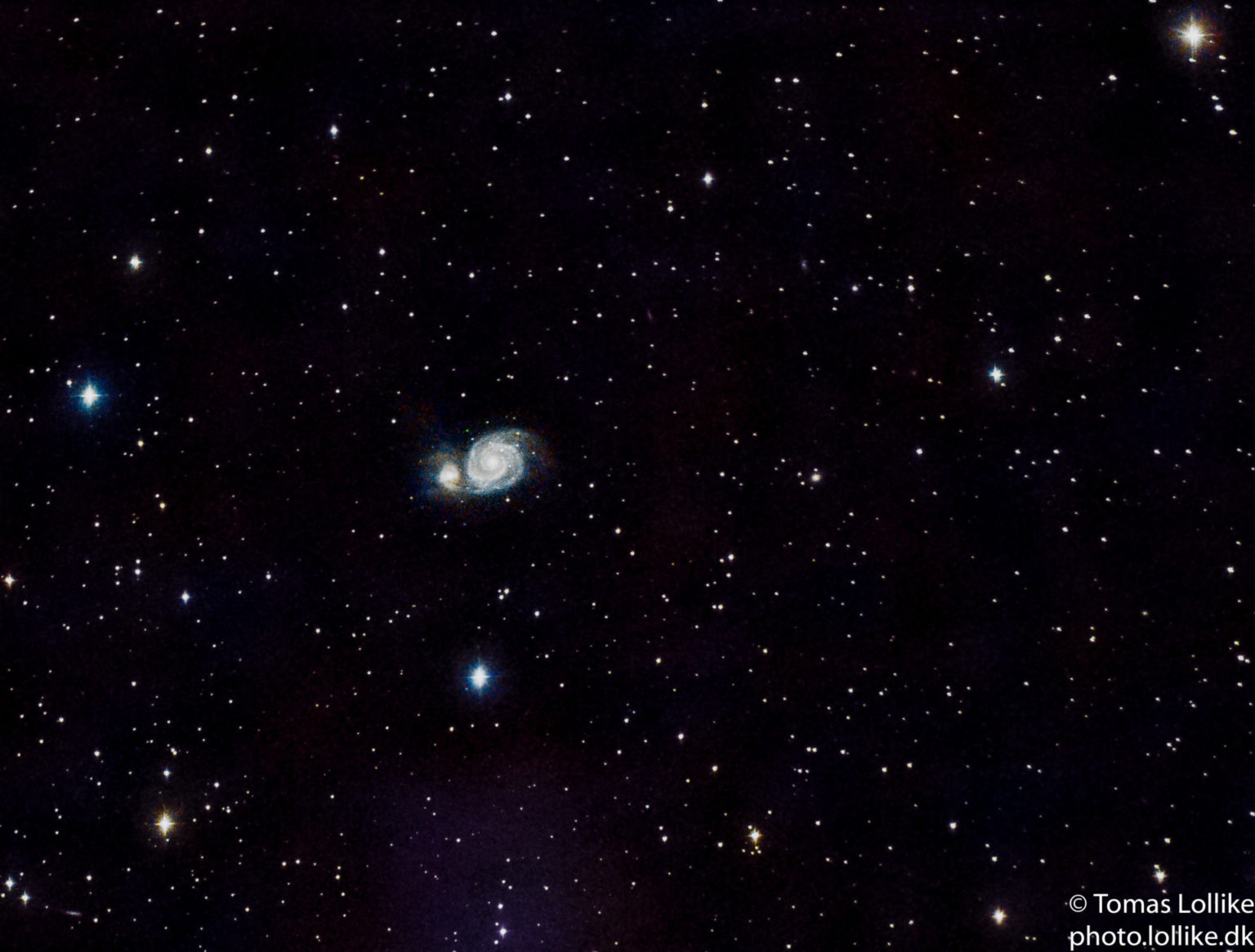 Whirlpool Galaxy (M51) Subs: 18 x 1 min (ISO 400) Subs: 97 x 30 sek (ISO 1600) Total: 66:30 min