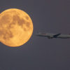 SWISS (HB-IOL) passing the moon shortly after take-off from Copenhagen to Zurich in an Airbus A321 on route LX1273
