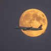 SWISS (HB-IOL) passing the moon shortly after take-off from Copenhagen to Zurich in an Airbus A321 on route LX1273